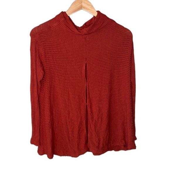 Free People Lover Rib Split Back Knit Sweater - Rust, Terracotta - Picture 4 of 10